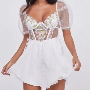 NWT! For Love And Lemons Trellis Rose Bustier White Mini Dress